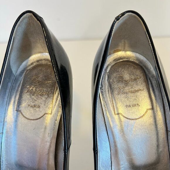 Roger Vivier Black Patent Leather Pumps with Silver Trompette Heels - Picture 8 of 8